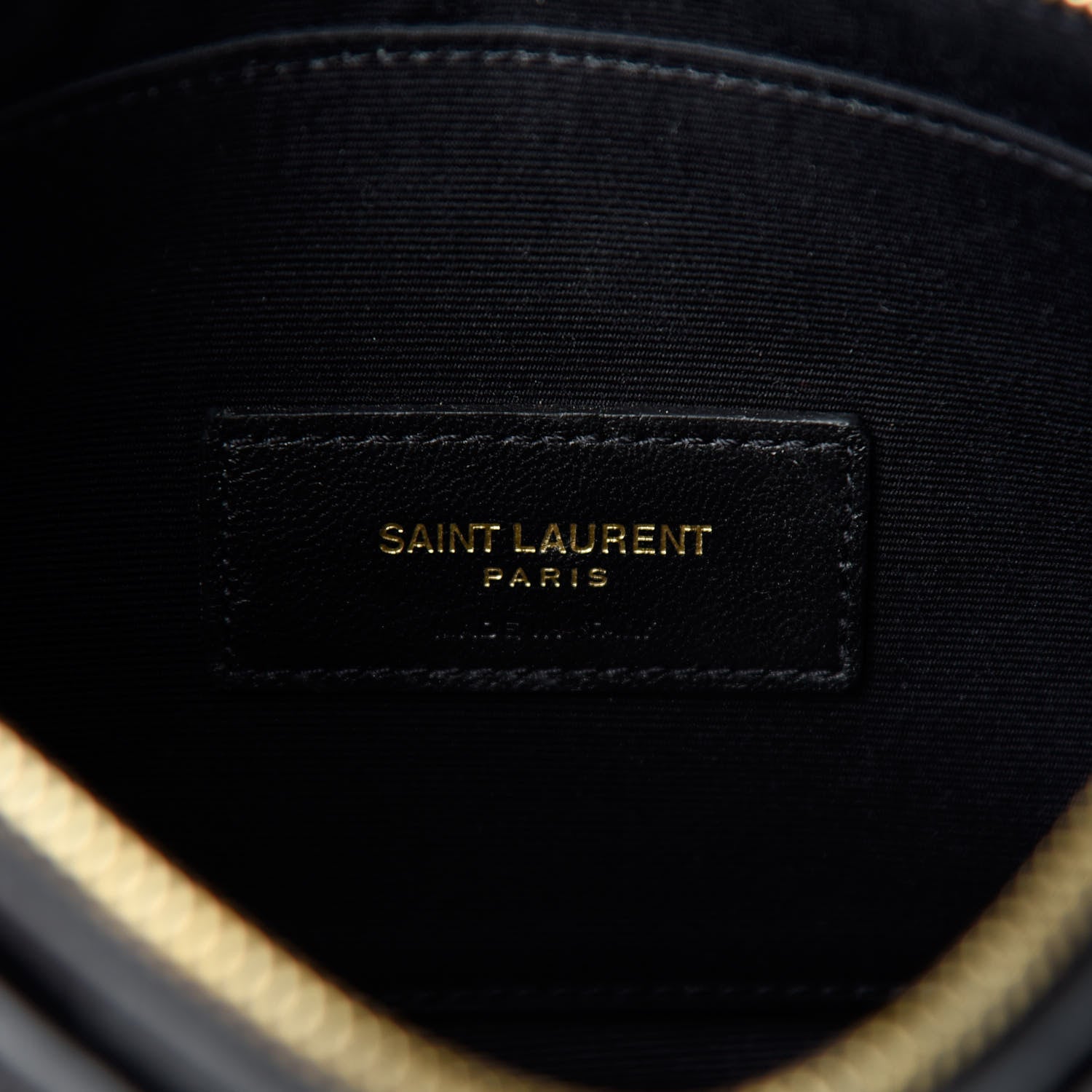 Saint Laurent Calfskin Crocodile Embossed Monogram Bill Pouch Black 6 of 7