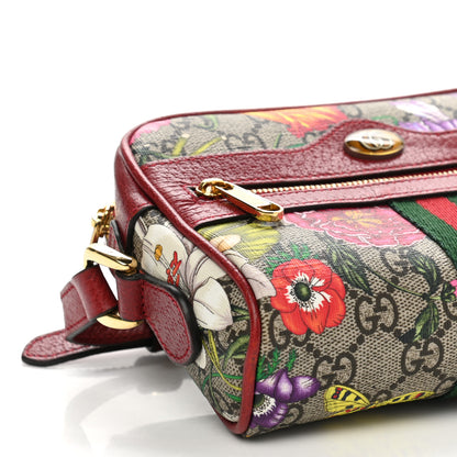 Gucci GG Supreme Monogram Flora Web Mini Ophidia Shoulder Bag Red 9 of 10