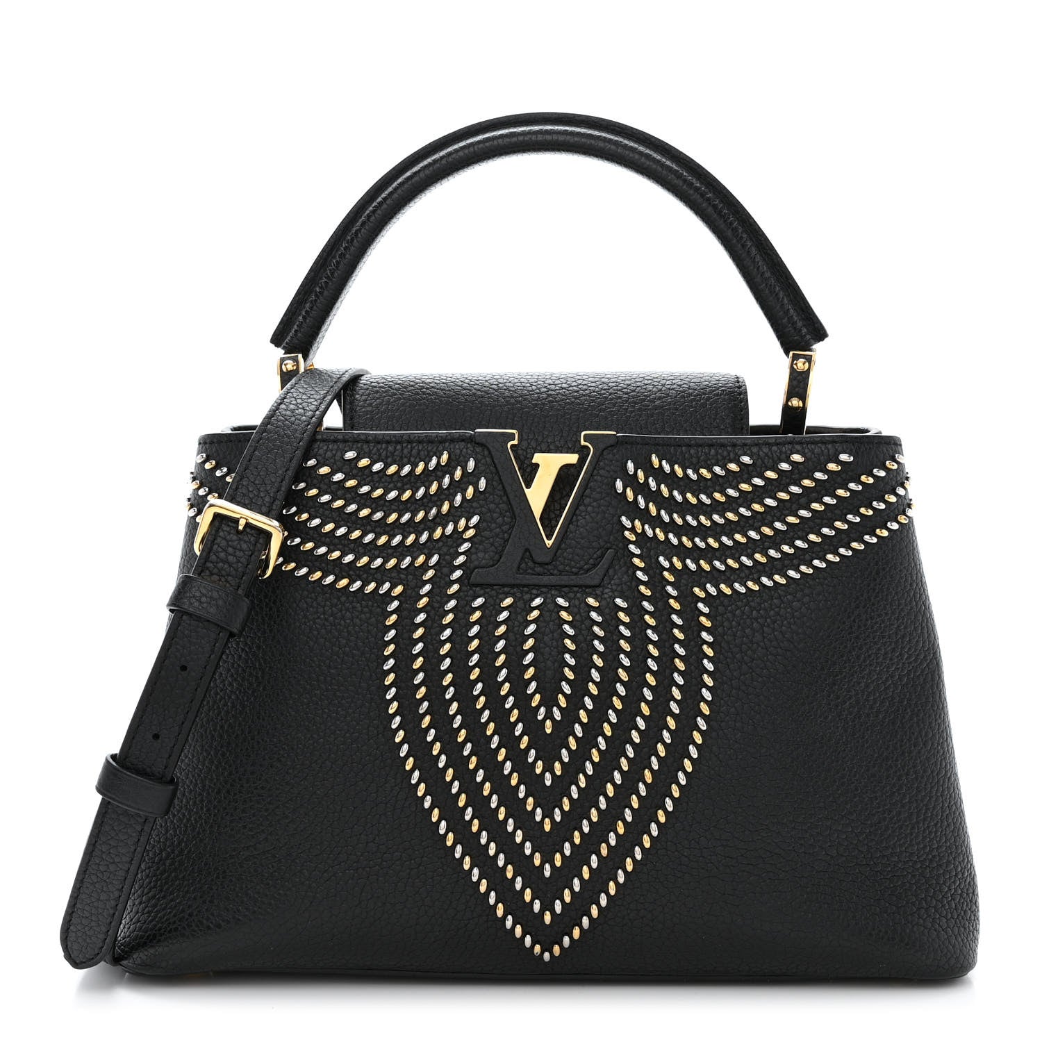 Louis Vuitton Taurillon Fleur De Lys Capucines PM Black 1 of 9