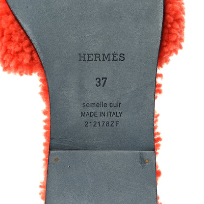 Hermes Woolskin Oran Sandals 37 Orange 6 of 7
