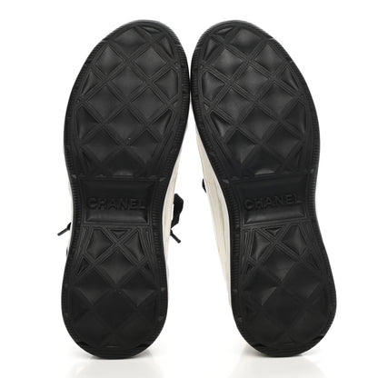 Chanel Calfskin Suede CC Sneakers 39 White Black 5 of 9