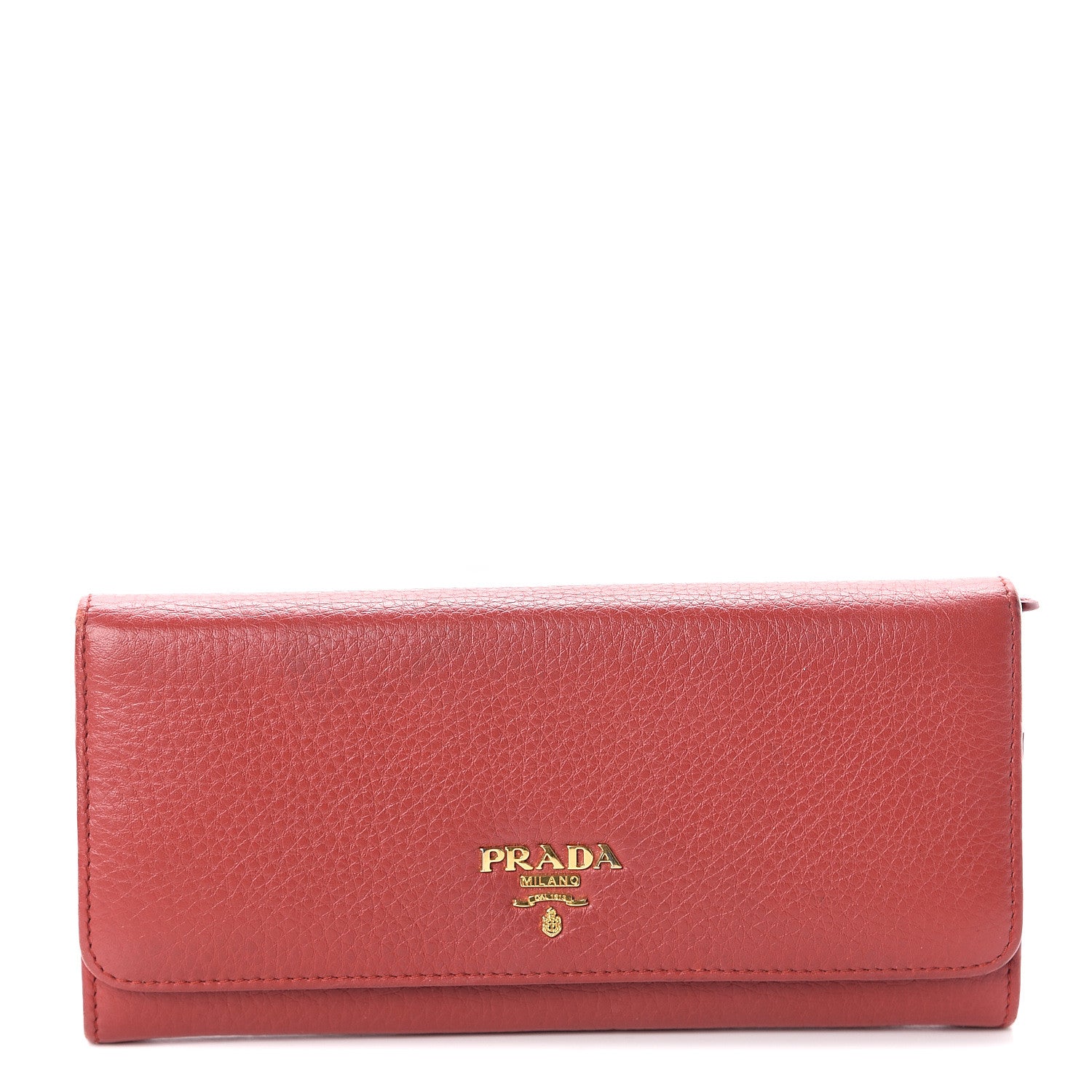 Prada Vitello Daino Continental Flap Wallet Fuoco 1 of 5