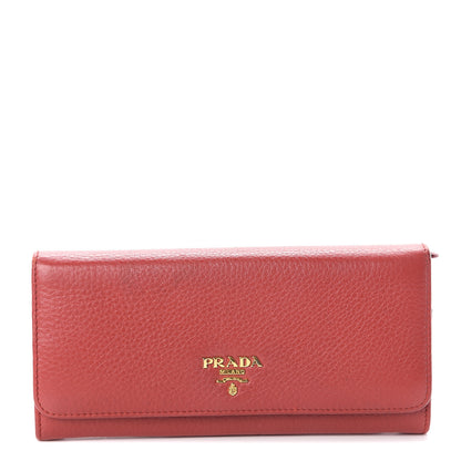 Prada Vitello Daino Continental Flap Wallet Fuoco 1 of 5