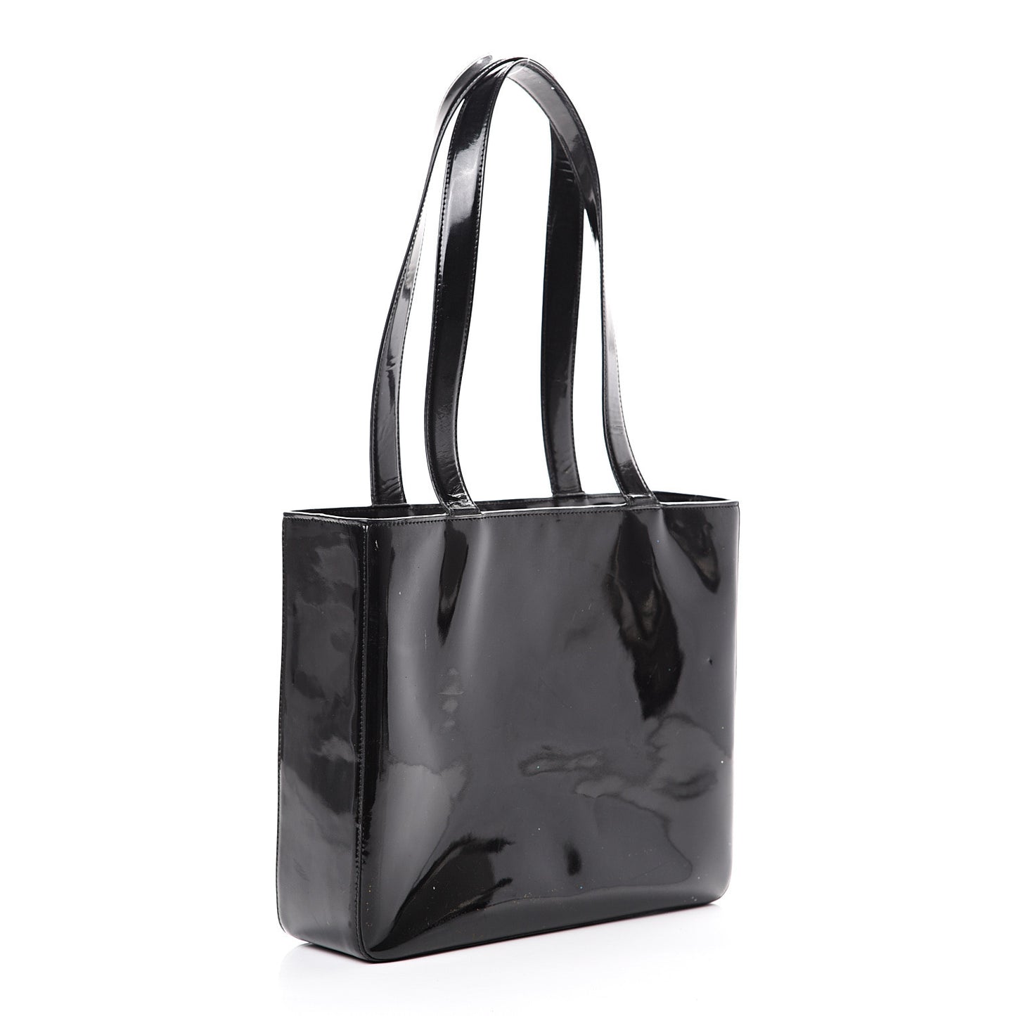 Patent Logo Shoulder Bag Black