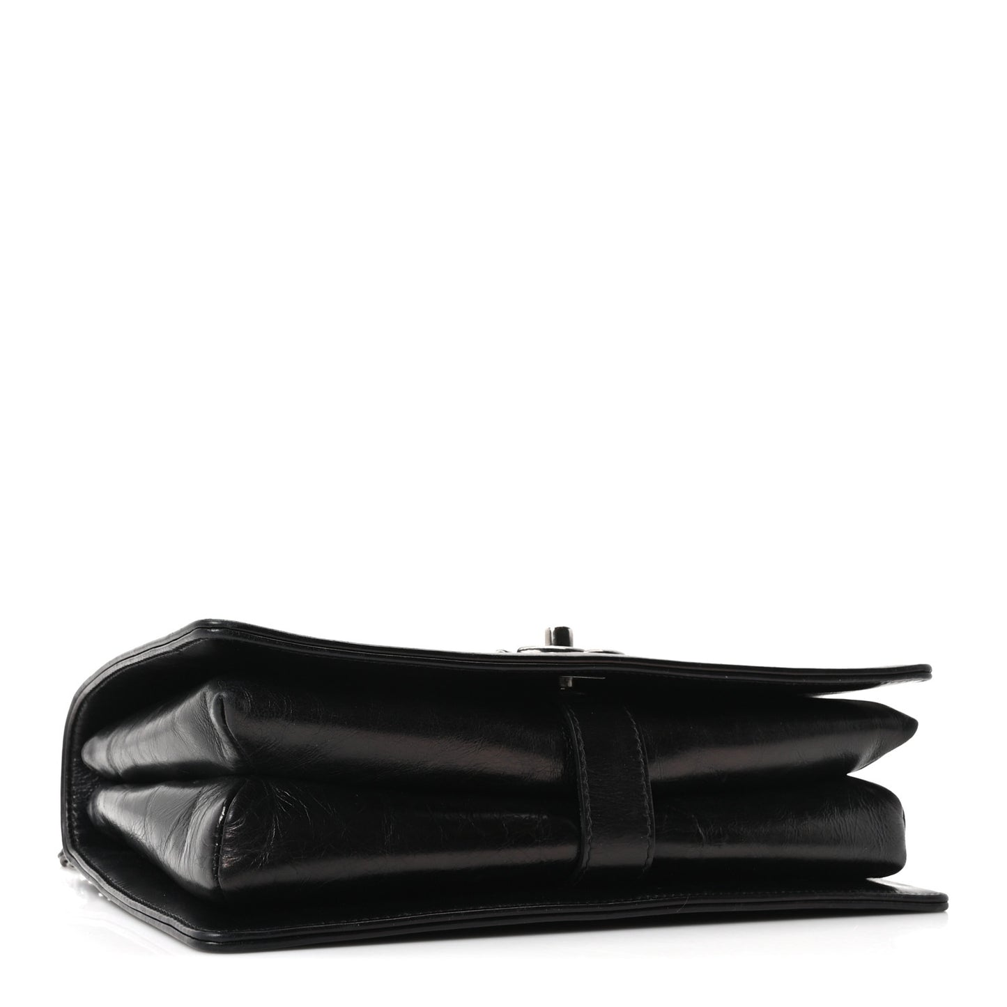 Glazed Calfskin Quilted Medium Korean Garden Flap Black