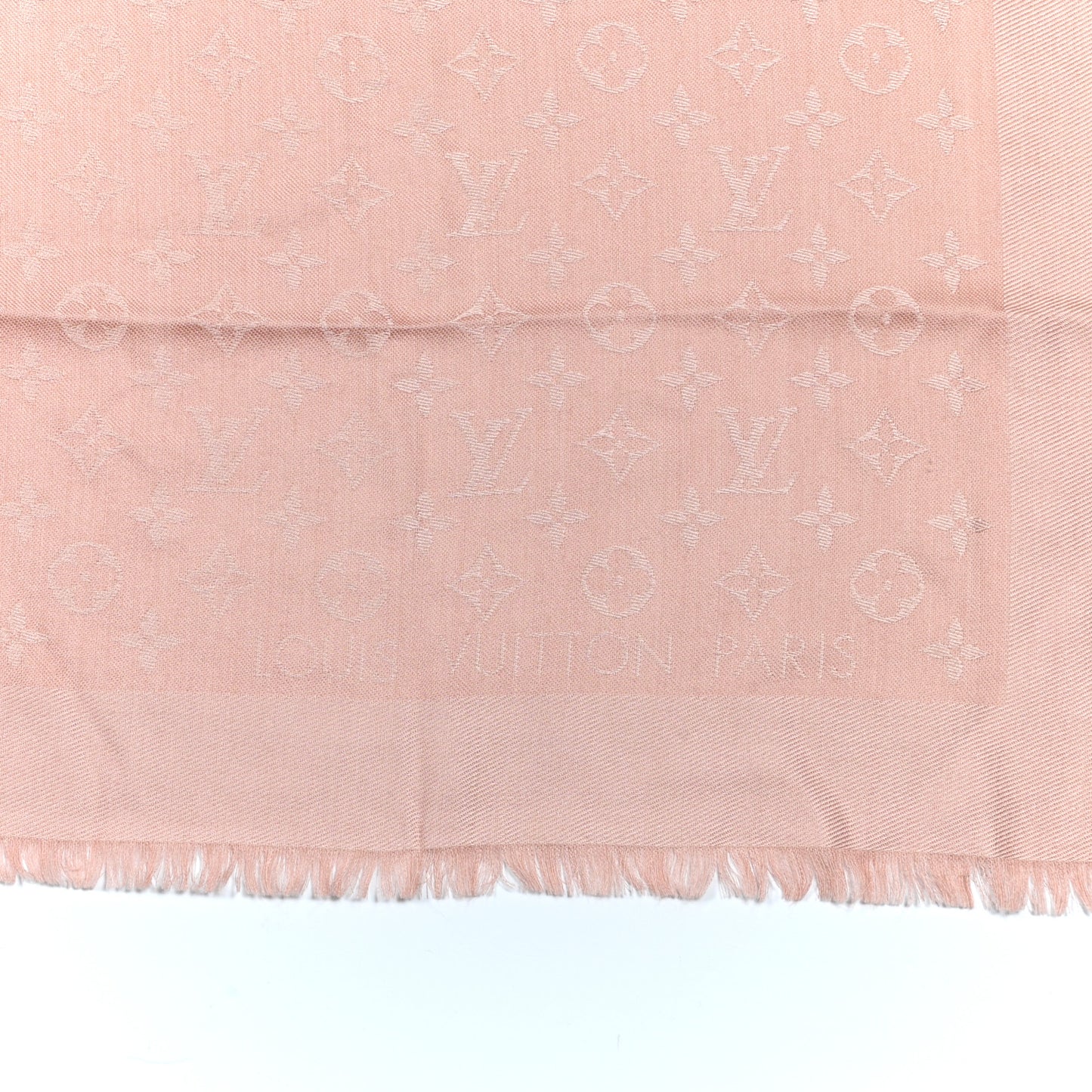 Silk Wool Monogram Denim Shawl Pink