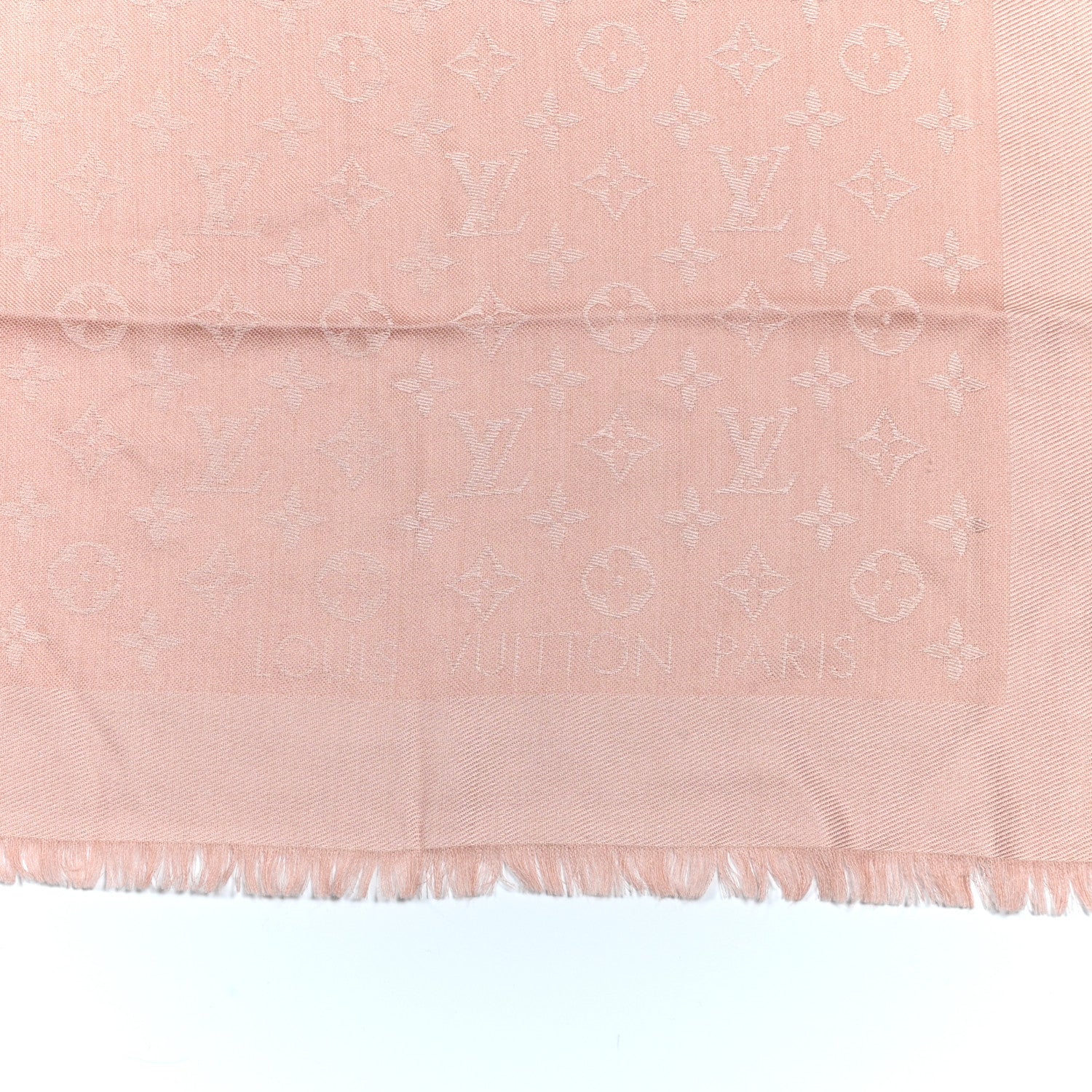 Louis Vuitton Silk Wool Monogram Denim Shawl Pink 2 of 4