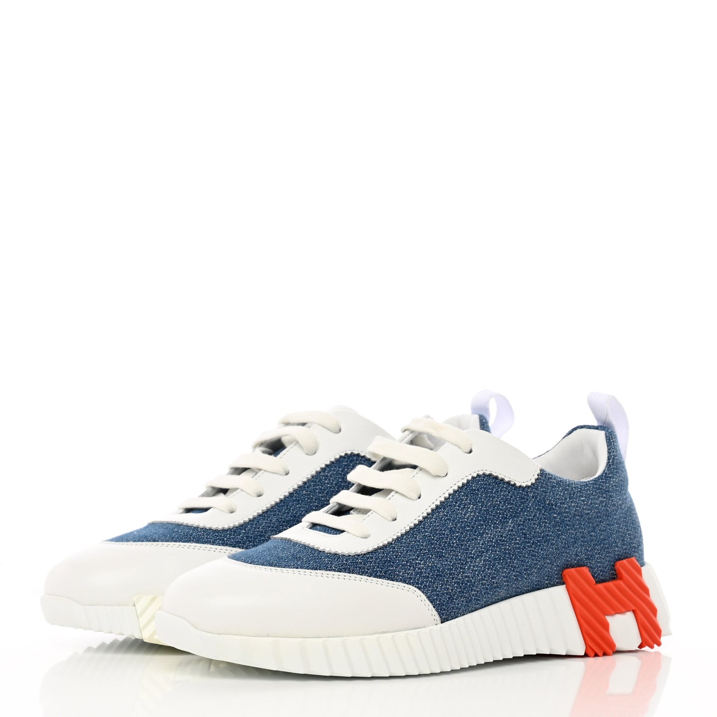Denim Suede Goatskin Bouncing Sneakers 37 Bleu Clair White