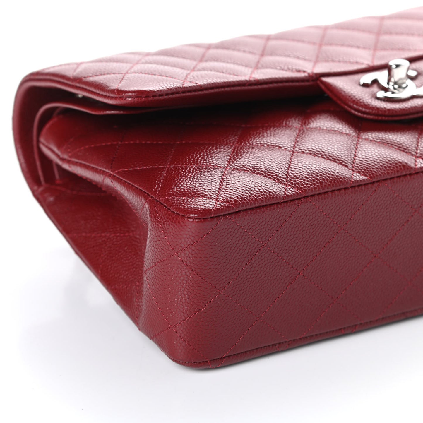Caviar Quilted Medium Double Flap Burgundy