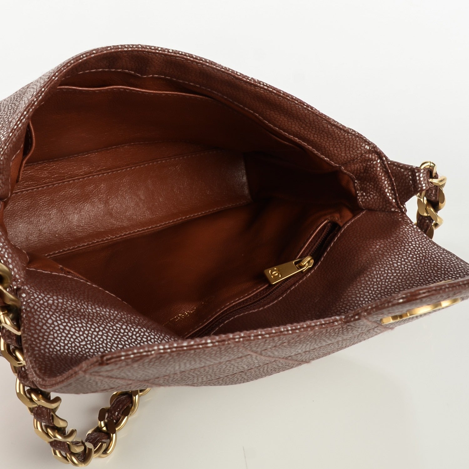 Chanel Metallic Caviar Quilted Medium Single Flap Brown 9 of 9