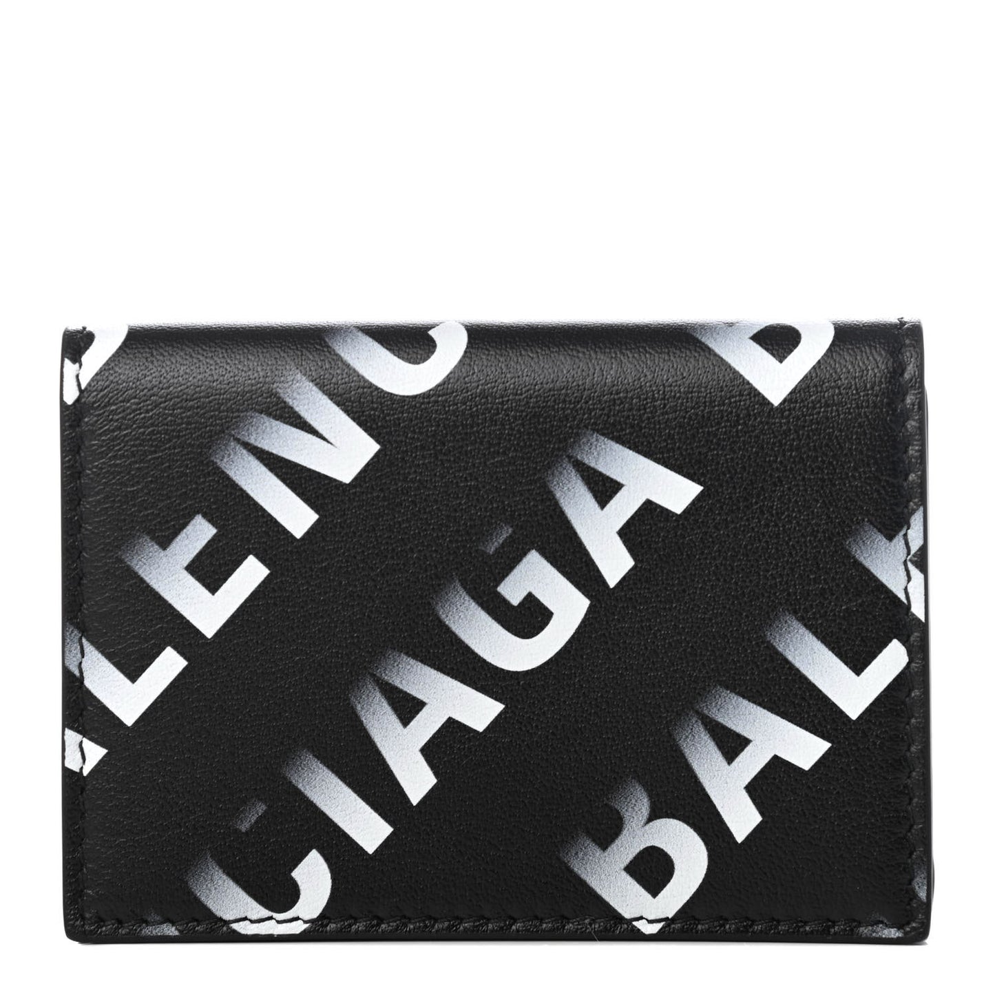 Smooth Calfskin Gradient Logo Mini Cash Tri-Fold Wallet Black Grey