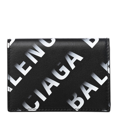 Balenciaga Smooth Calfskin Gradient Logo Mini Cash Tri-Fold Wallet Black Grey 1 of 8