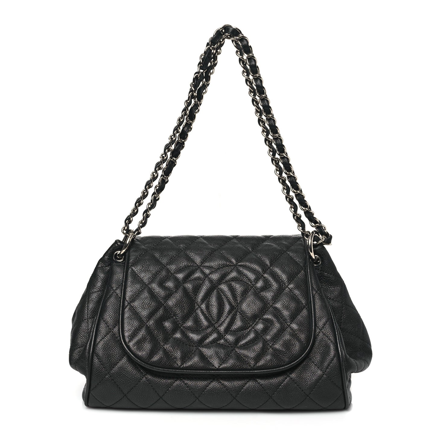 Caviar Quilted Timeless Accordion Flap Black