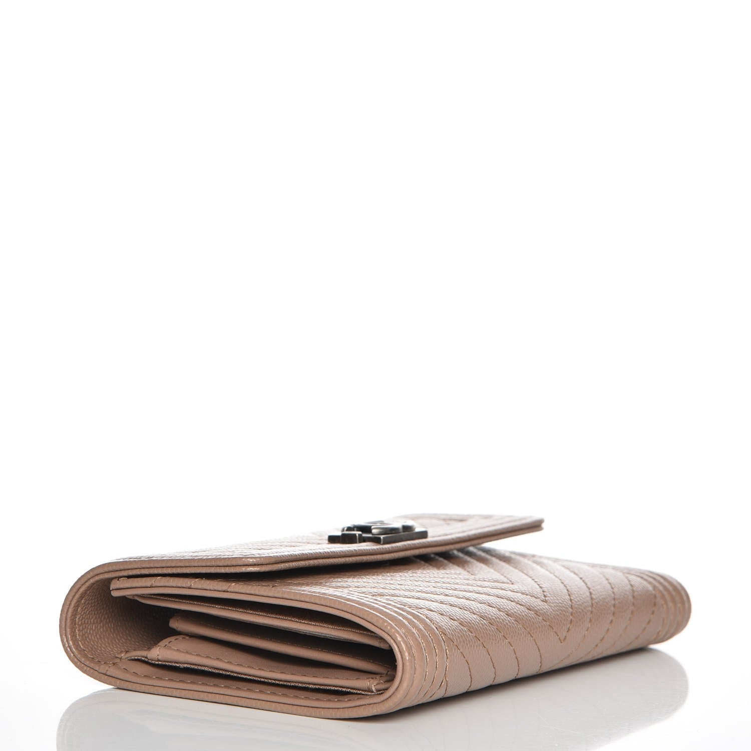 Chanel Caviar Chevron Quilted Medium Boy Flap Wallet Dark Beige 4 of 9