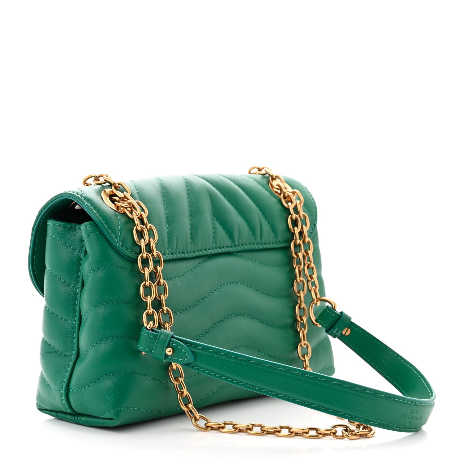 Louis Vuitton Calfskin New Wave Chain Bag MM NM Emerald 3 of 9