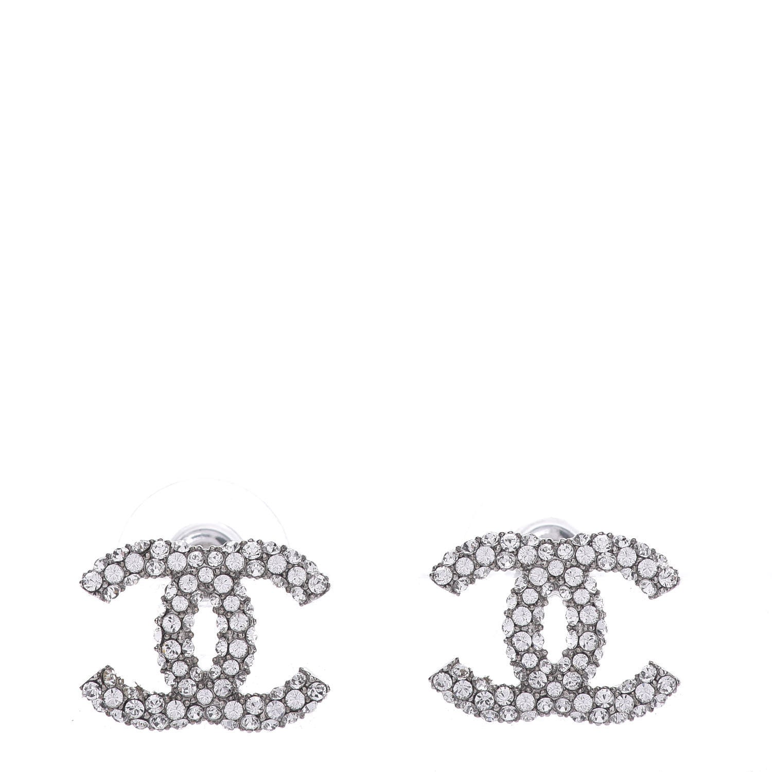 Chanel Crystal CC Earrings Silver 1 of 5