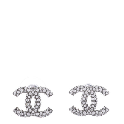 Chanel Crystal CC Earrings Silver 1 of 5