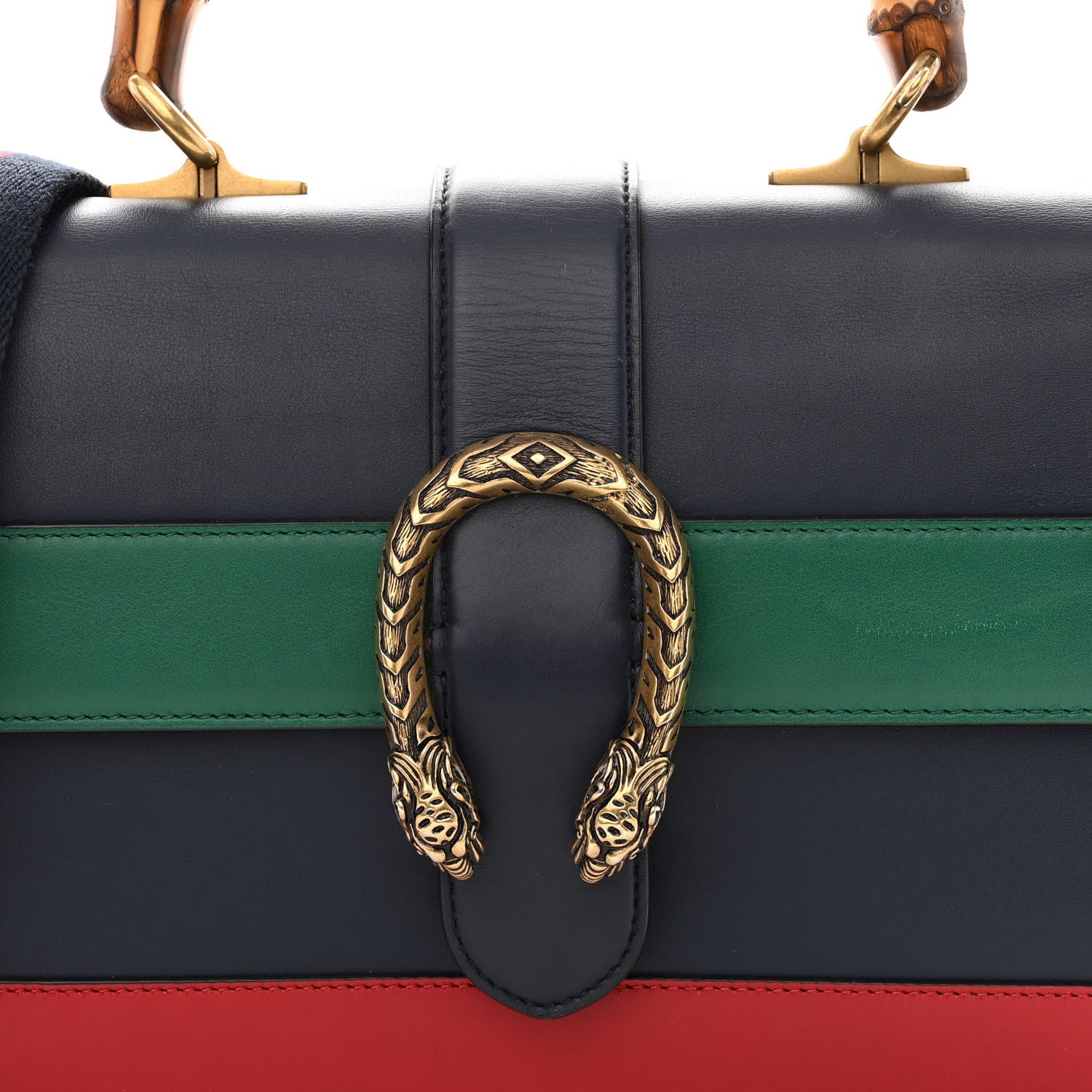 Gucci Moon Calfskin Bamboo Web Medium Dionysus Top Handle Bag Blue Emerald Hibiscus Red 8 of 14