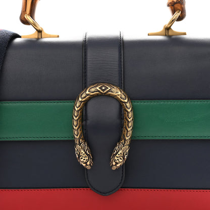 Gucci Moon Calfskin Bamboo Web Medium Dionysus Top Handle Bag Blue Emerald Hibiscus Red 8 of 14