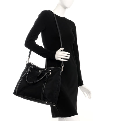 Prada Tessuto Nylon Soft Calf Tote Nero Black 2 of 9