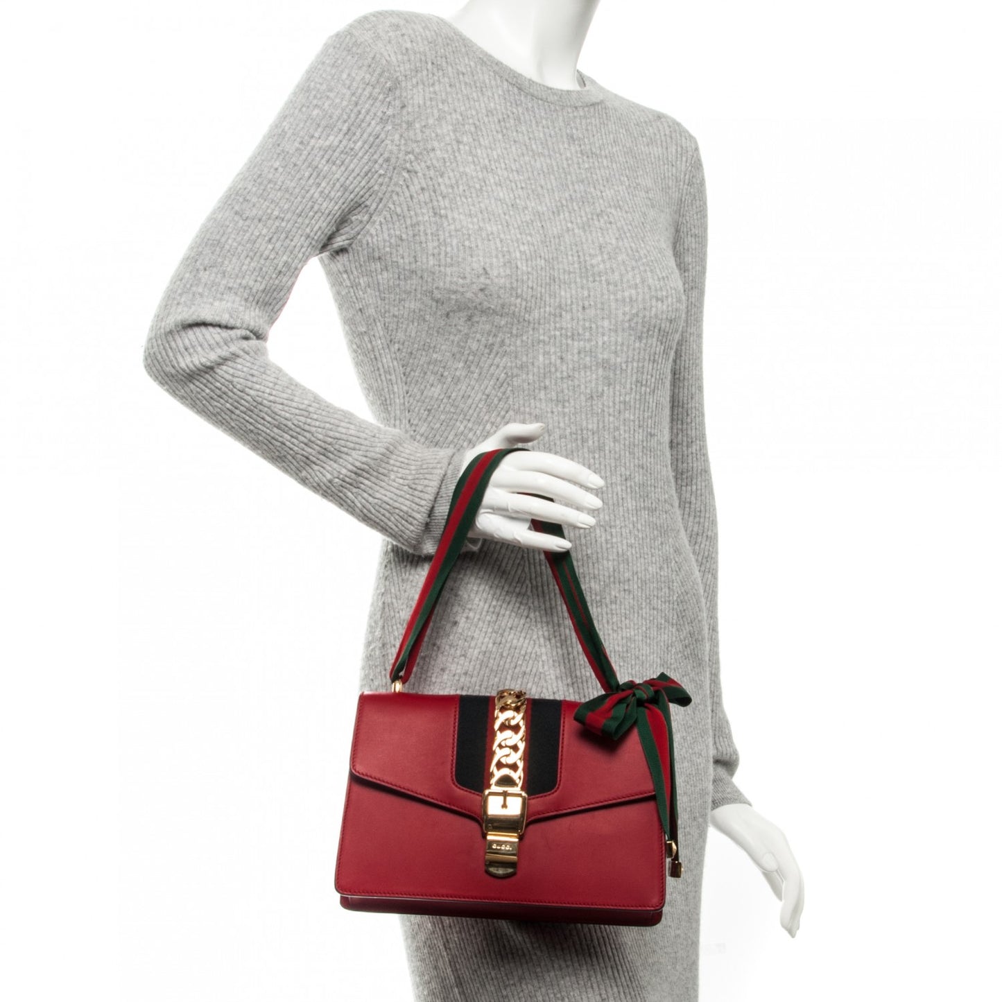 Calfskin Small Sylvie Shoulder Bag Hibiscus Red