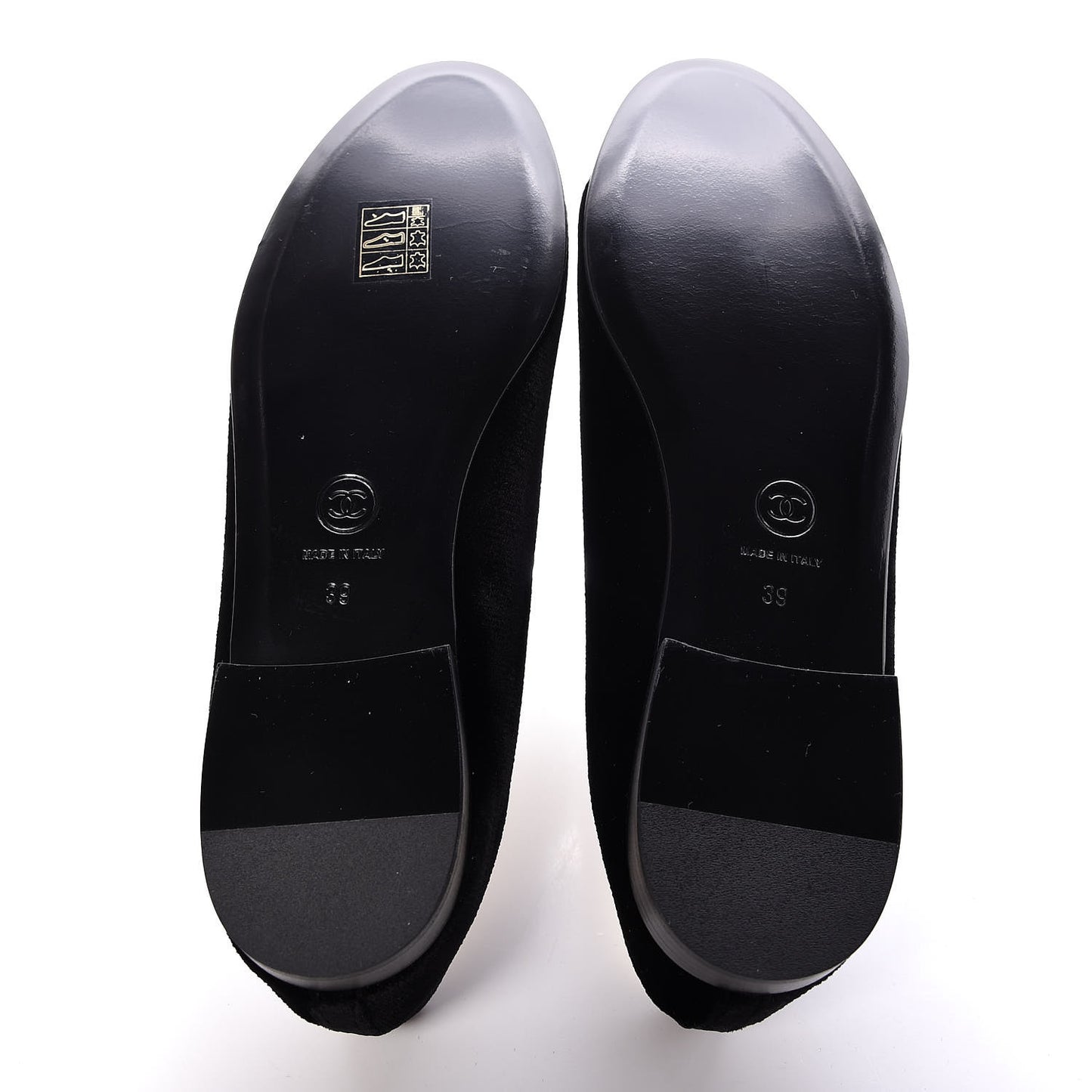 Velvet Lambskin Cap Toe Ballerina Flats 39 Black