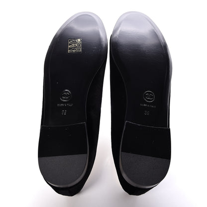 Chanel Velvet Lambskin Cap Toe Ballerina Flats 39 Black 5 of 9