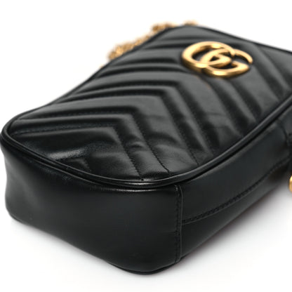 Gucci Calfskin Matelasse Mini GG Marmont Crossbody Bag Black 9 of 9
