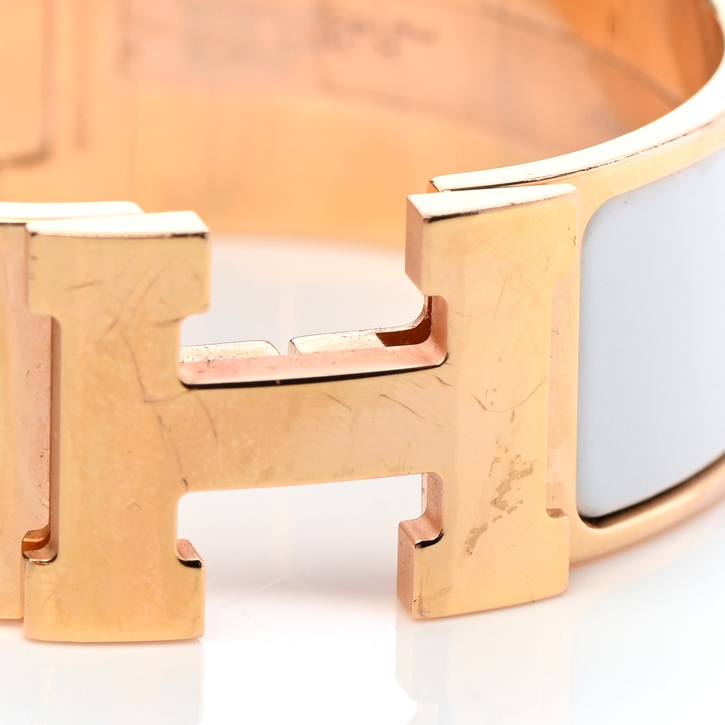 Enamel Wide Clic Clac H Bracelet PM White