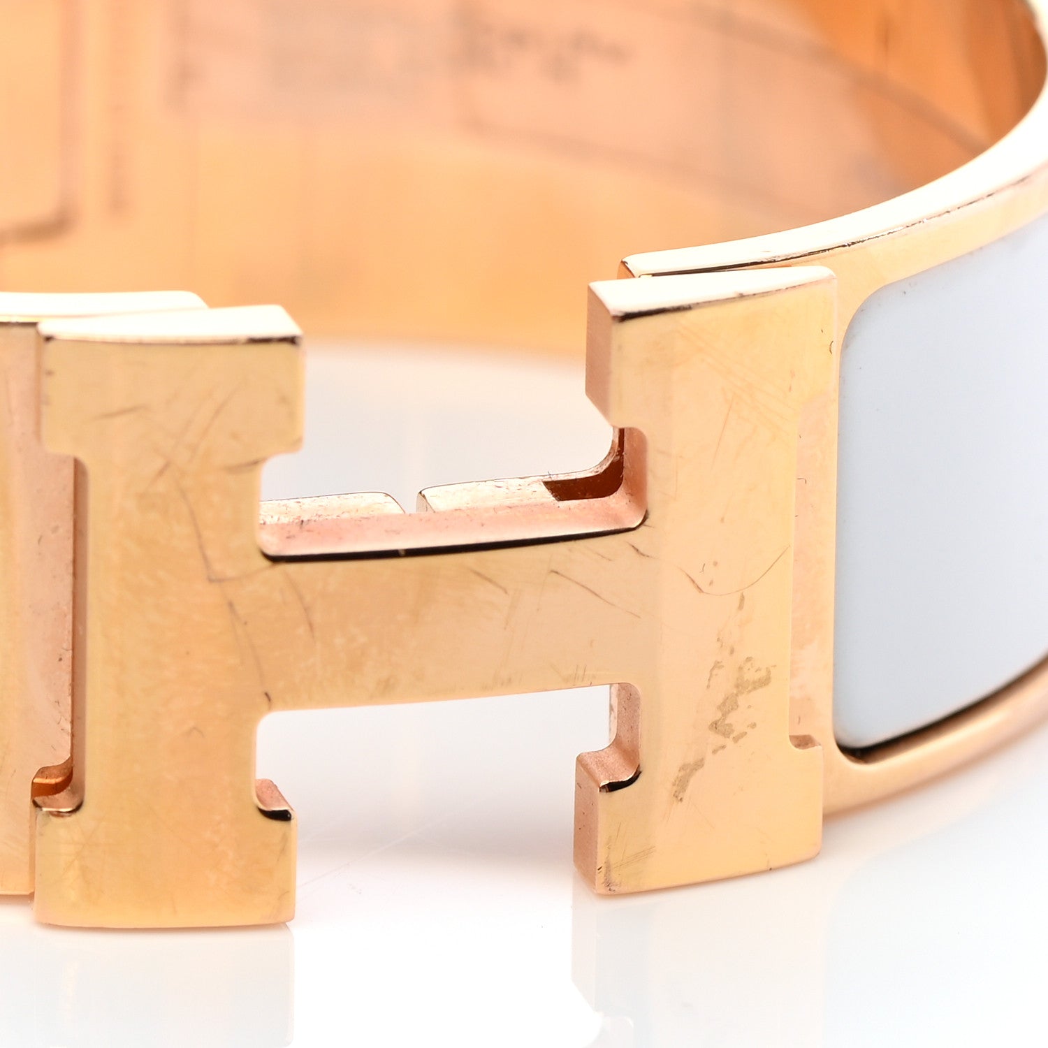 Hermes Enamel Wide Clic Clac H Bracelet PM White 5 of 6