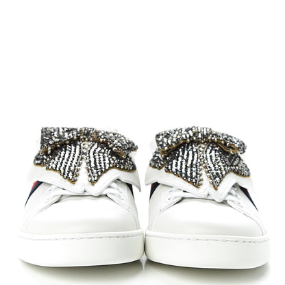 Gucci Calfskin Ayers Web Womens Ace Bow Lace Sneakers 40.5 White 2 of 10