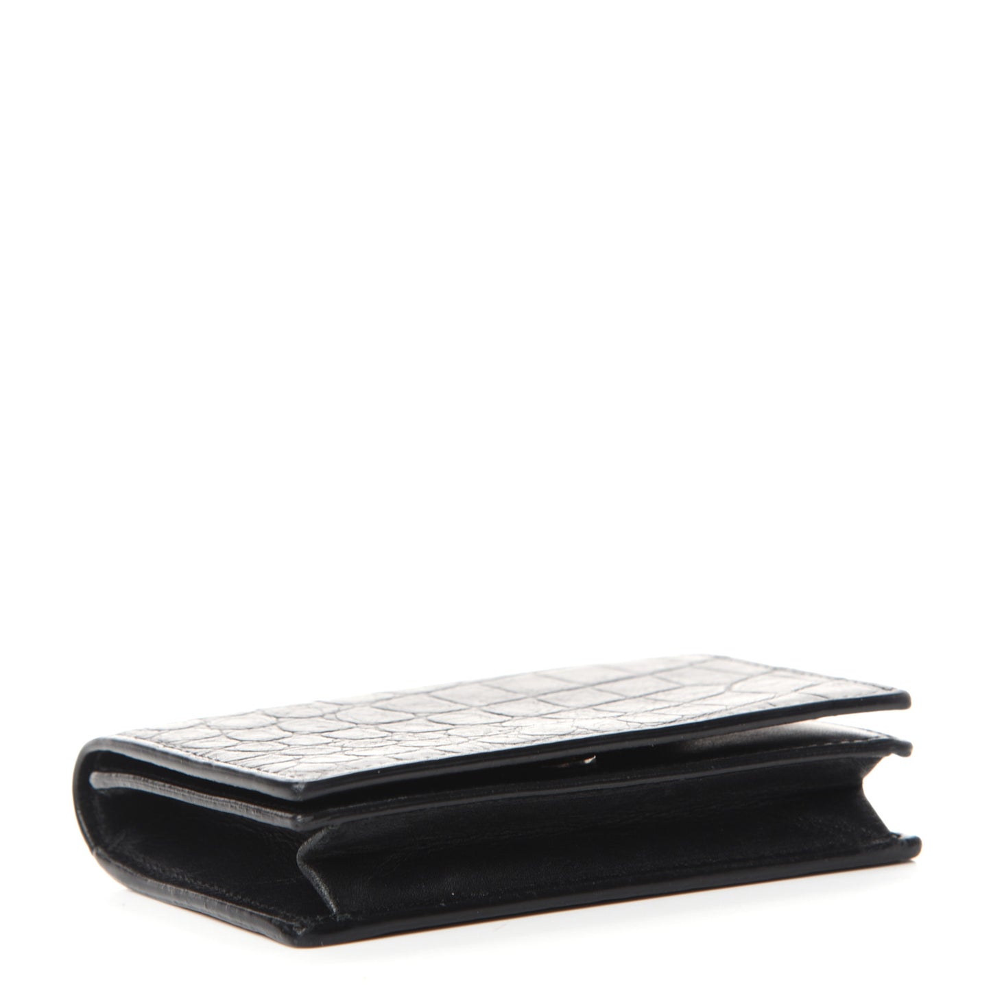 Calfskin Crocodile Embossed Business Card Case Black