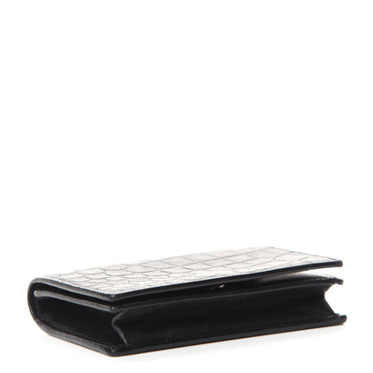Saint Laurent Calfskin Crocodile Embossed Business Card Case Black 4 of 6
