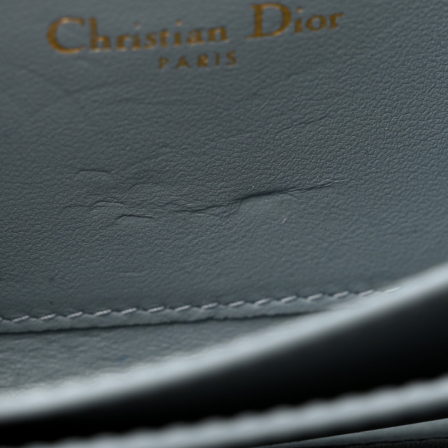 Christian Dior Grained Calfskin Supple Cannage Caro Compact Wallet Cloud Blue 7 of 7