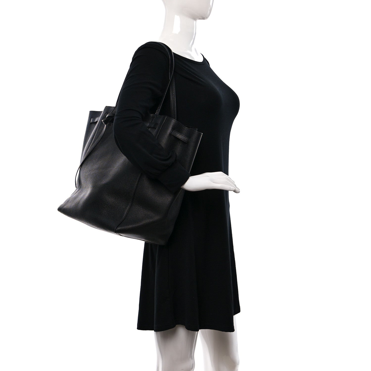 Celine Soft Grained Calfskin Medium Belt Cabas Phantom Black 2 of 9