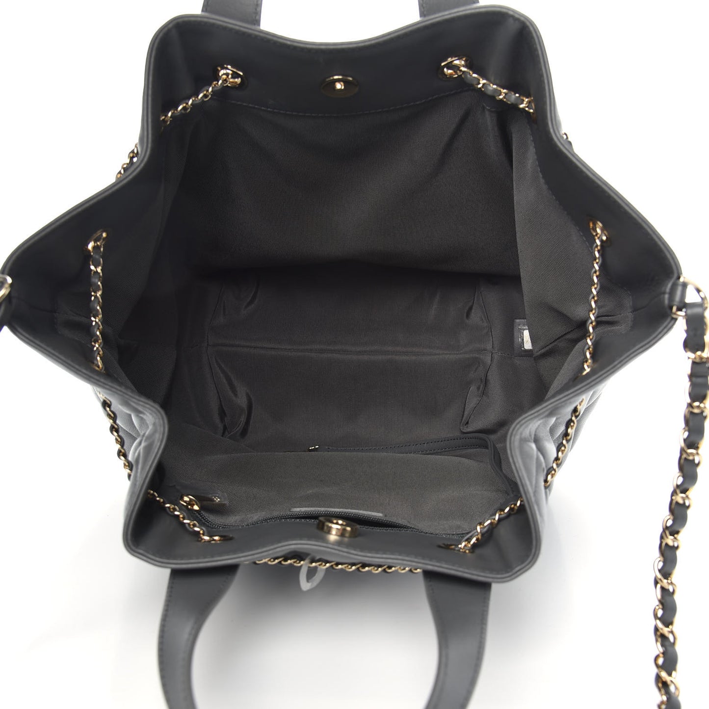 Lambskin Quilted CC Dweller Drawstring Tote Grey