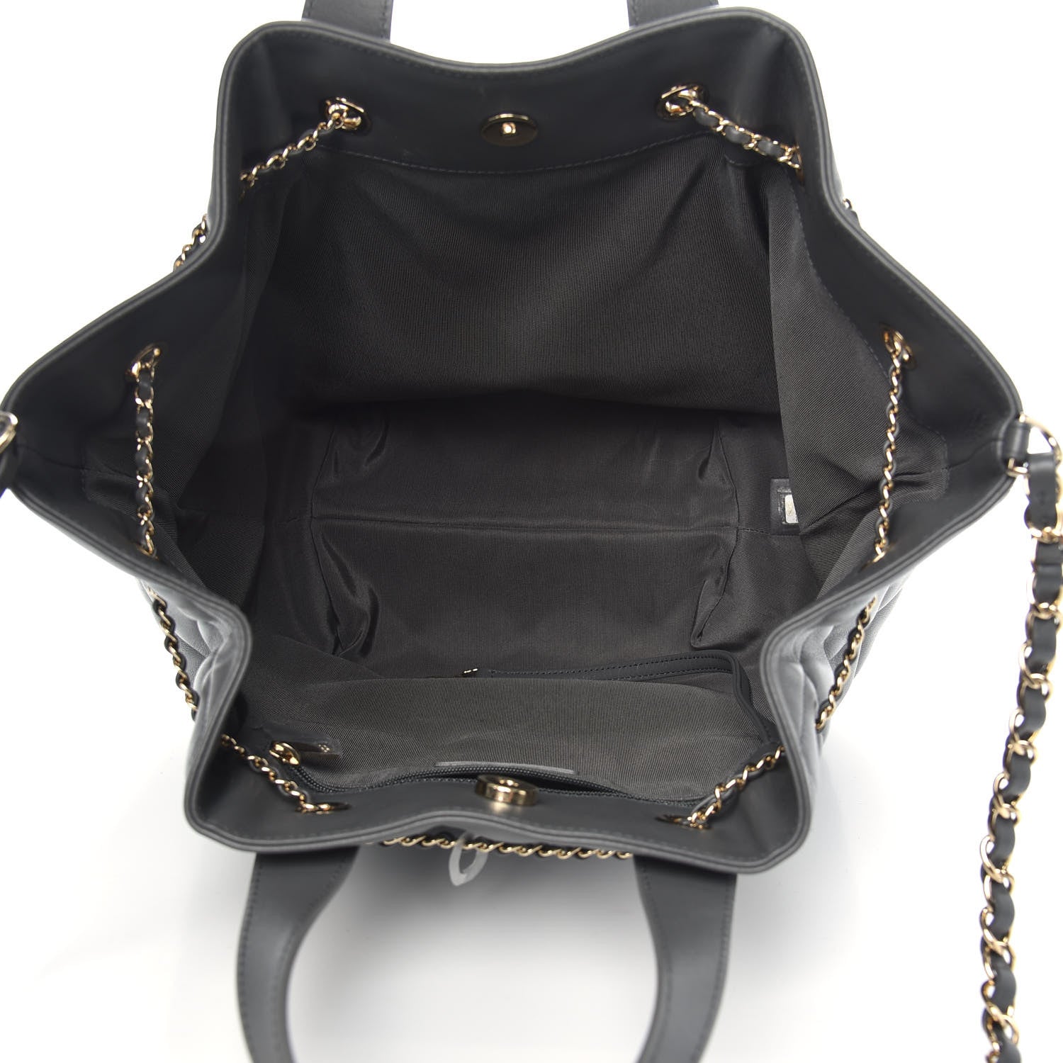 Chanel Lambskin Quilted CC Dweller Drawstring Tote Grey 5 of 9