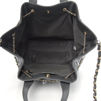 Chanel Lambskin Quilted CC Dweller Drawstring Tote Grey 5 of 9