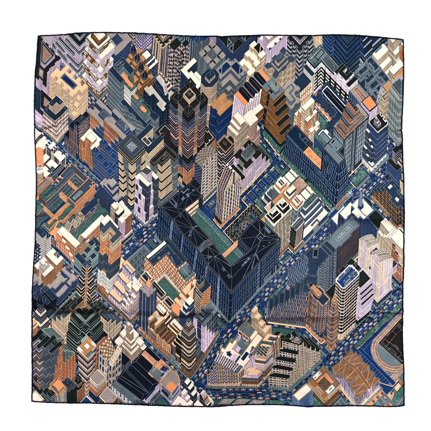 Hermes Silk Pantin City Scarf 90 Marine Beige Parme 1 of 3