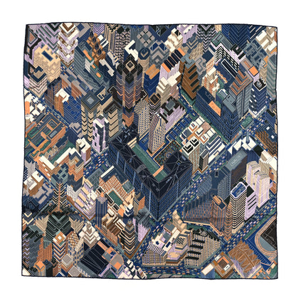 Hermes Silk Pantin City Scarf 90 Marine Beige Parme 1 of 3