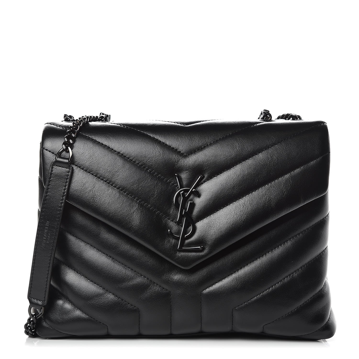 Saint Laurent Calfskin Y Quilted Monogram Small Loulou Chain Satchel Black 1 of 9