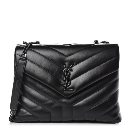 Saint Laurent Calfskin Y Quilted Monogram Small Loulou Chain Satchel Black 1 of 9