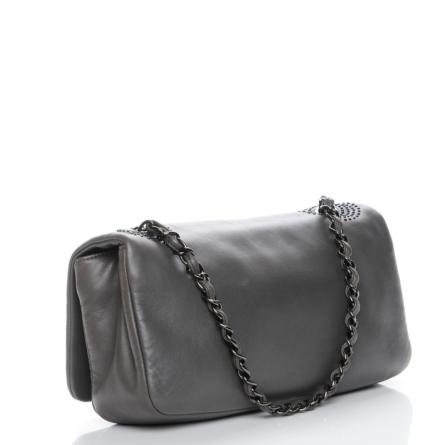 Lambskin Studded CC East West Flap Grey