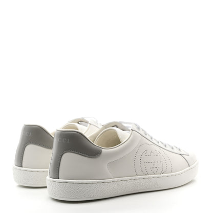 Gucci Calfskin Interlocking G Perforated Mens Ace Sneakers 8 White Grey Sky 4 of 11