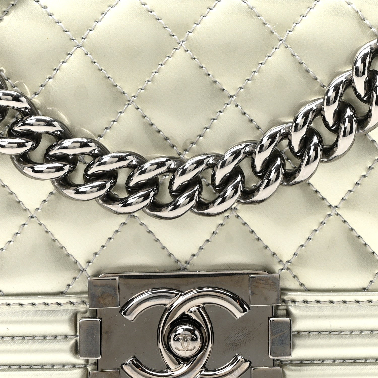 Chanel Metallic Patent Calfskin Quilted Small Boy Flap Silver 8 of 10