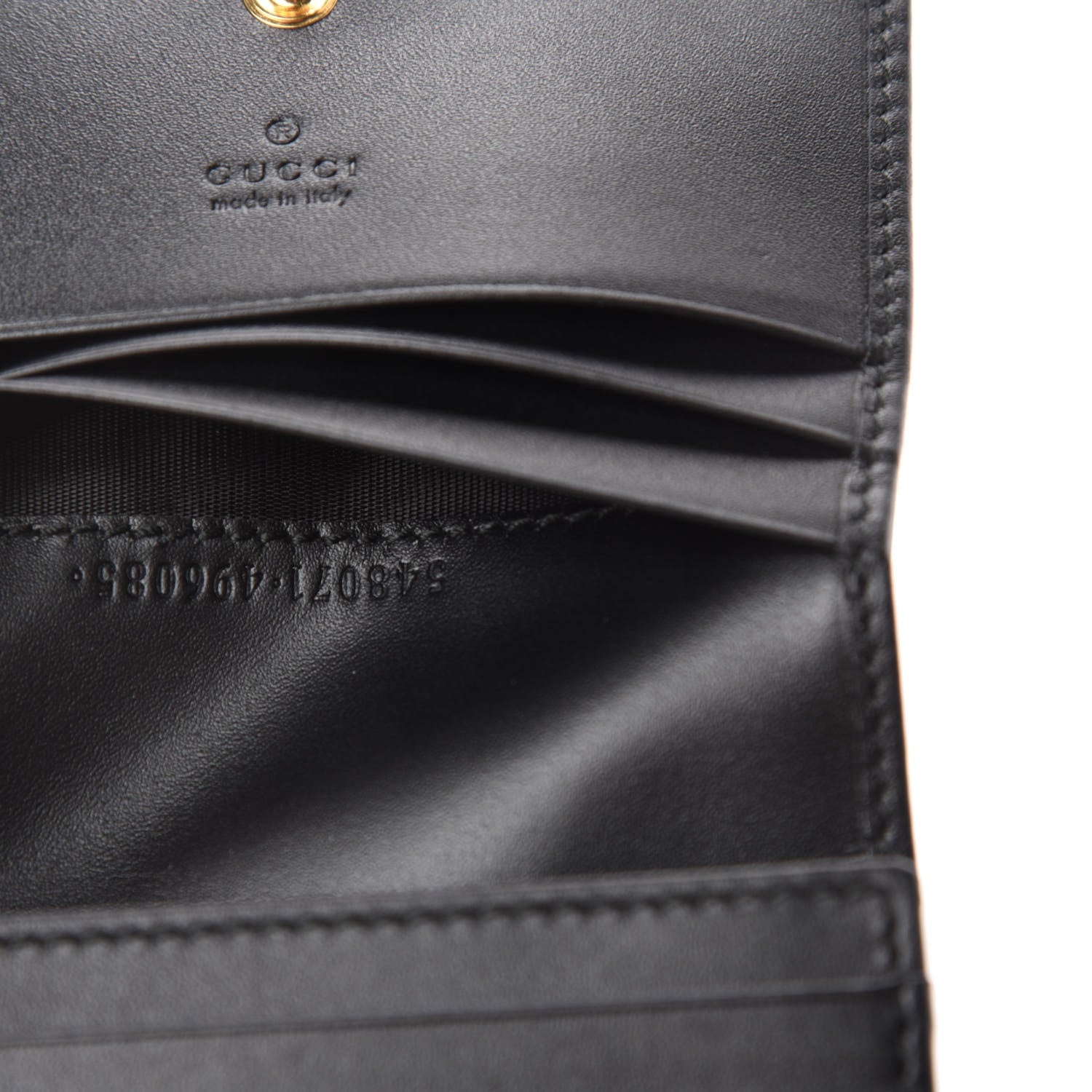 Gucci Calfskin Diagonal GG Card Case Black Gold 7 of 7