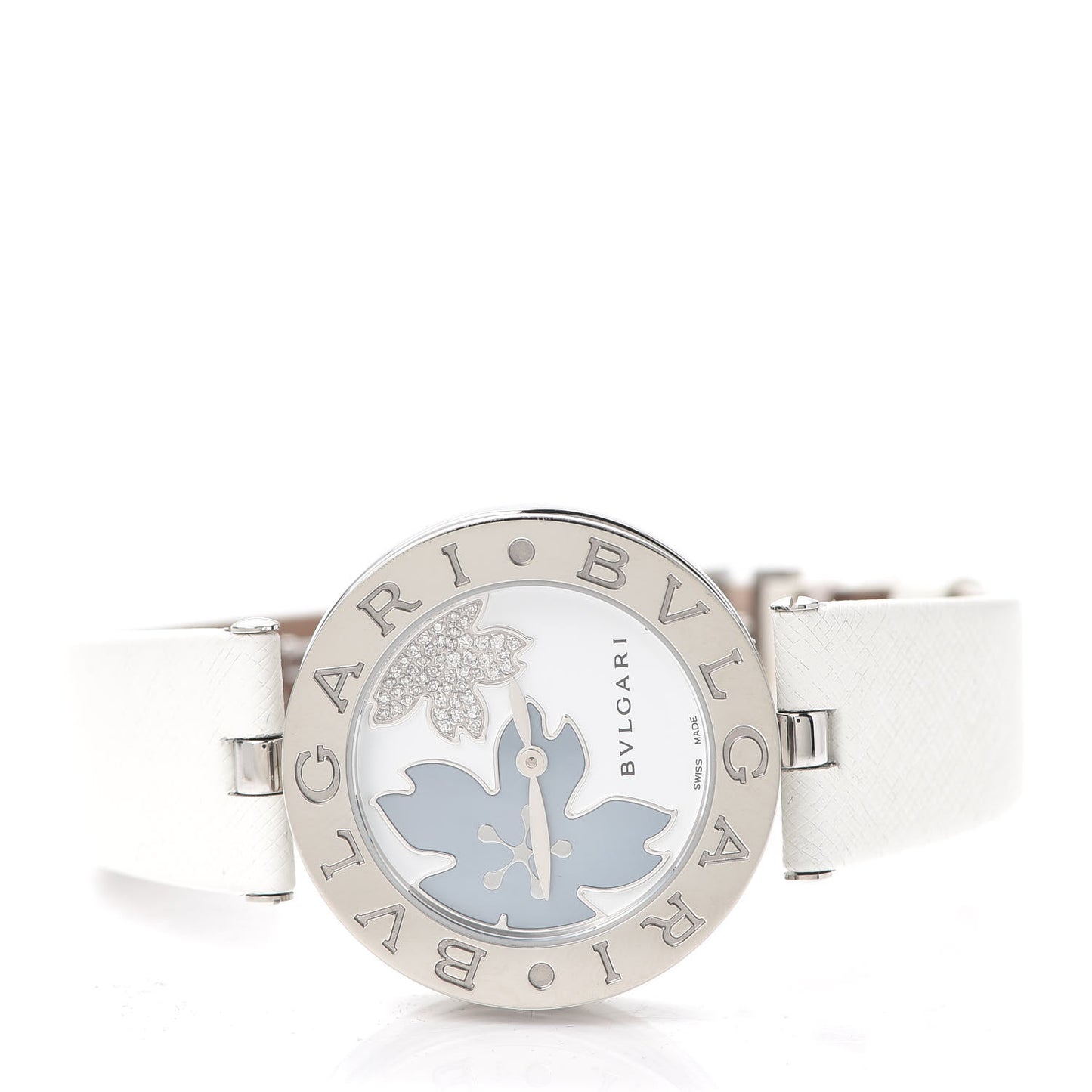 Stainless Steel Calfskin Diamond Mother of Pearl 30mm B.zero1 Floral Quartz Watch