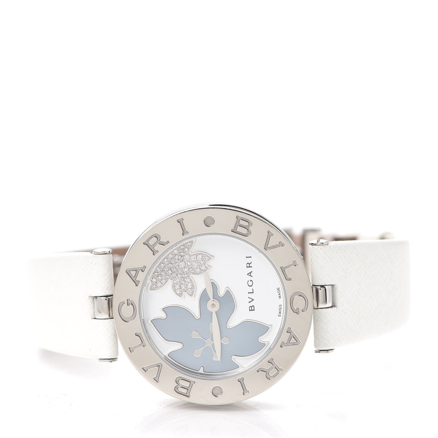 Bulgari Stainless Steel Calfskin Diamond Mother of Pearl 30mm B.zero1 Floral Quartz Watch 2 of 6