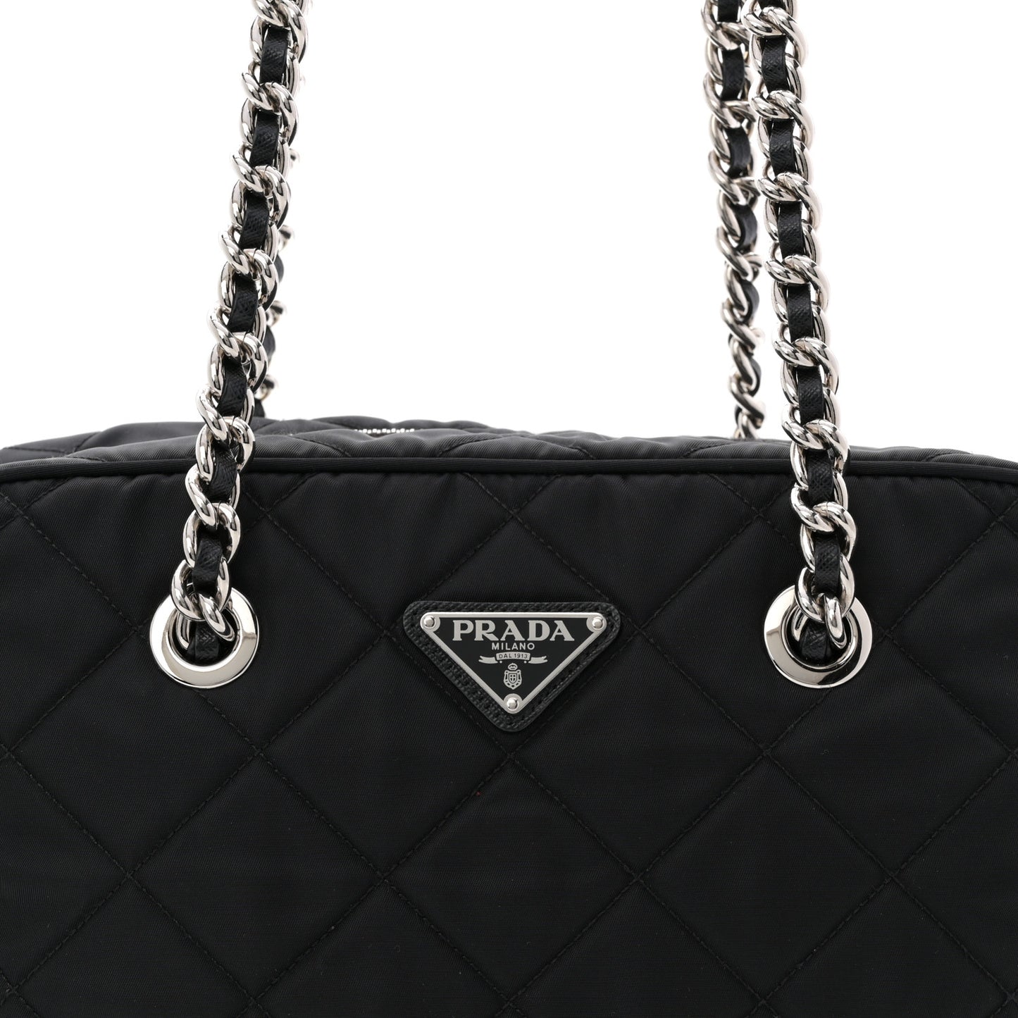 Nylon Tessuto Impuntu Quilted Shoulder Bag Black
