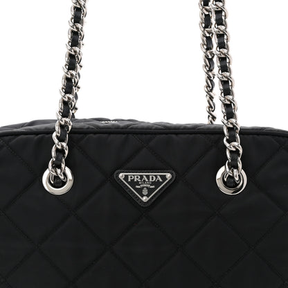 Prada Nylon Tessuto Impuntu Quilted Shoulder Bag Black 8 of 11
